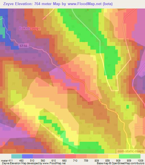 Zeyve,Turkey Elevation Map