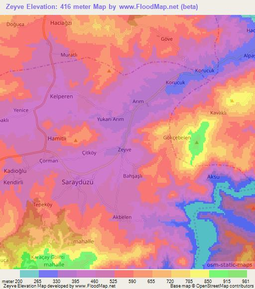 Zeyve,Turkey Elevation Map