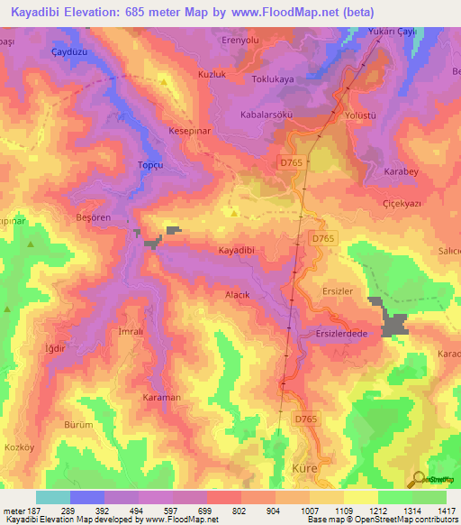 Kayadibi,Turkey Elevation Map