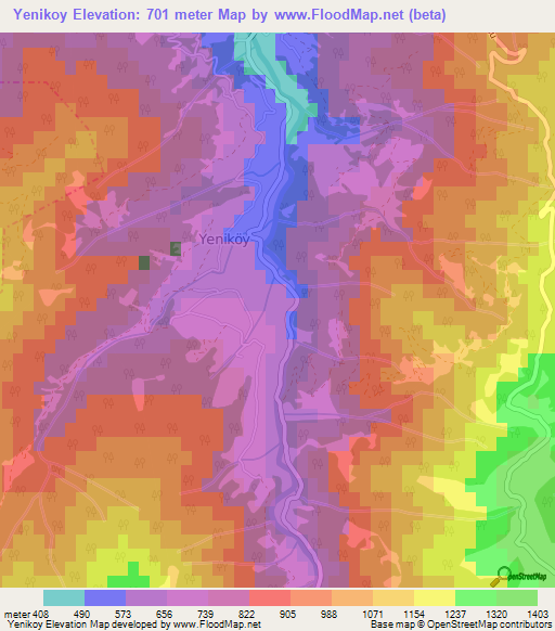 Yenikoy,Turkey Elevation Map