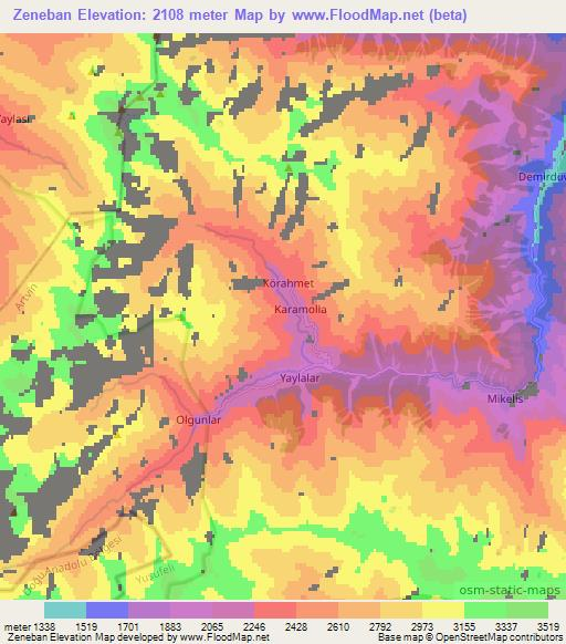 Zeneban,Turkey Elevation Map