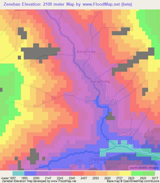 Zeneban,Turkey Elevation Map