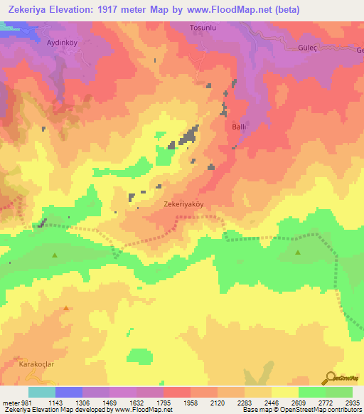 Zekeriya,Turkey Elevation Map