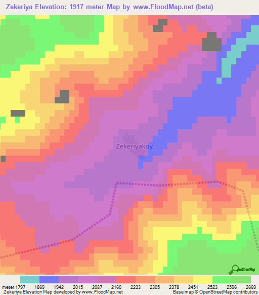 Zekeriya,Turkey Elevation Map