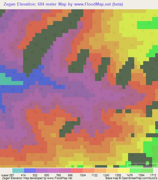 Zegan,Turkey Elevation Map