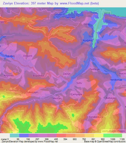 Zaviye,Turkey Elevation Map