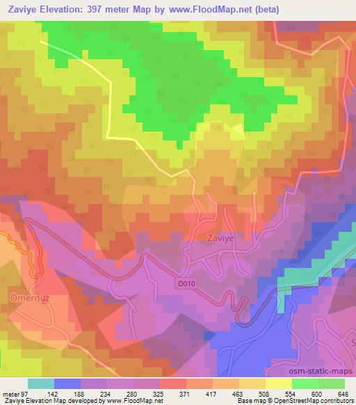 Zaviye,Turkey Elevation Map