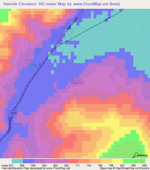 Hamide,Turkey Elevation Map