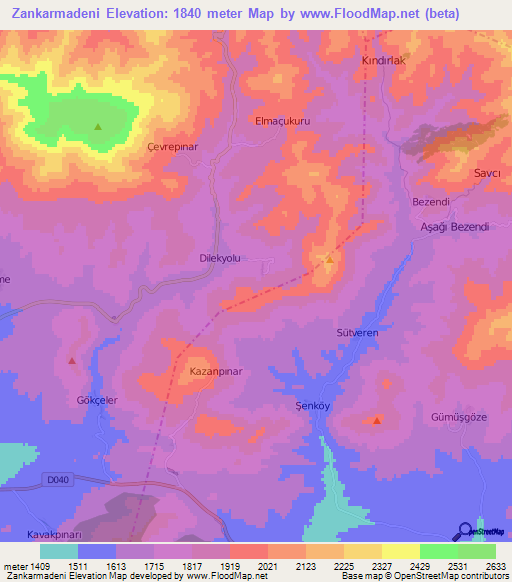 Zankarmadeni,Turkey Elevation Map