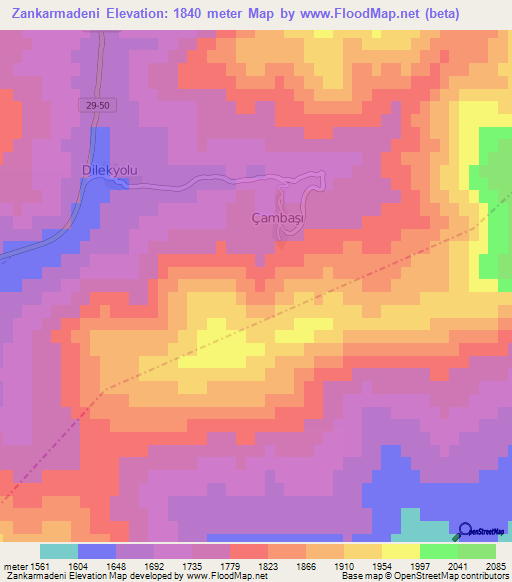 Zankarmadeni,Turkey Elevation Map