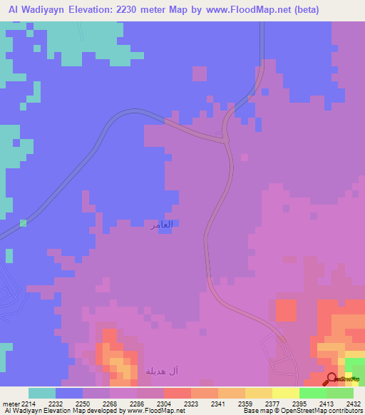 Al Wadiyayn,Saudi Arabia Elevation Map