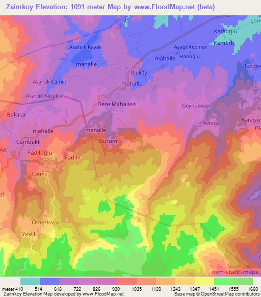 Zaimkoy,Turkey Elevation Map