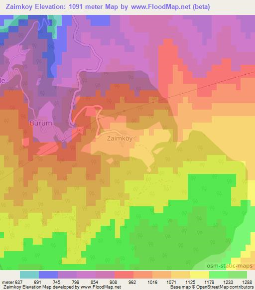 Zaimkoy,Turkey Elevation Map