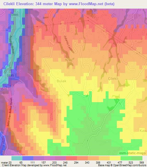 Cilekli,Turkey Elevation Map