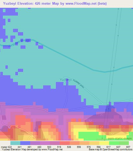 Yuzbeyi,Turkey Elevation Map