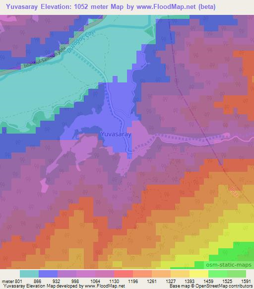 Yuvasaray,Turkey Elevation Map