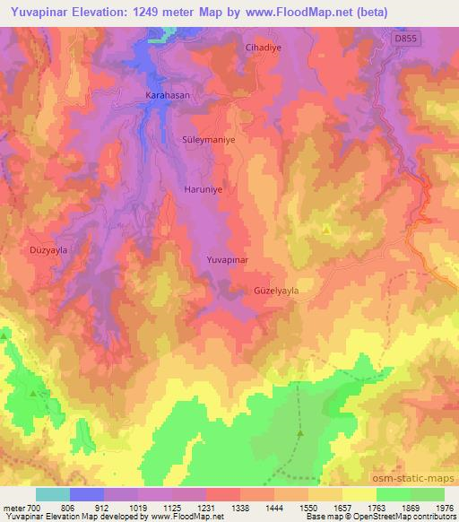 Yuvapinar,Turkey Elevation Map