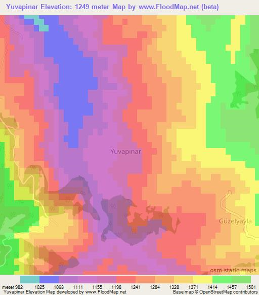 Yuvapinar,Turkey Elevation Map