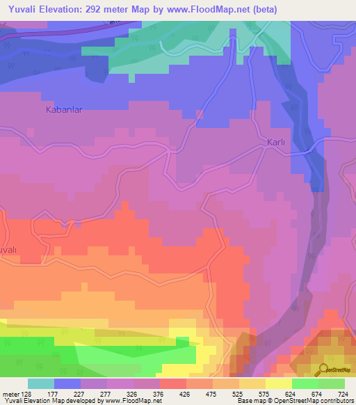 Yuvali,Turkey Elevation Map