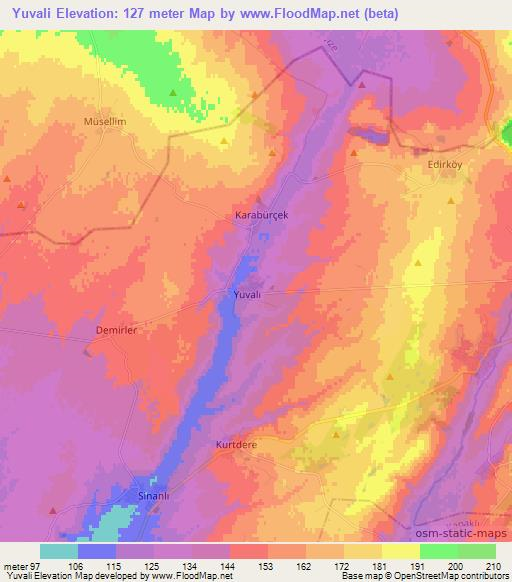 Yuvali,Turkey Elevation Map