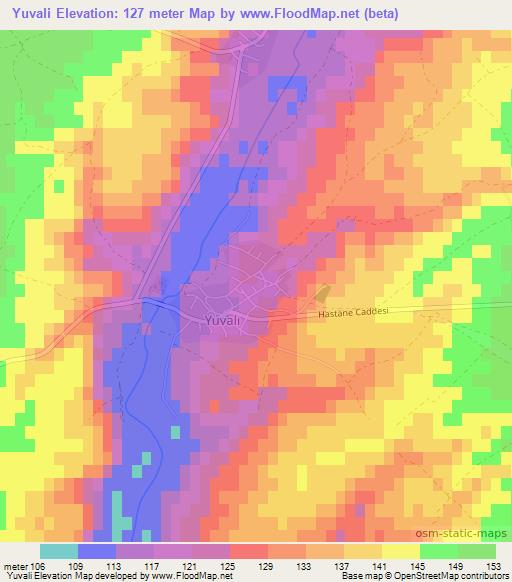 Yuvali,Turkey Elevation Map