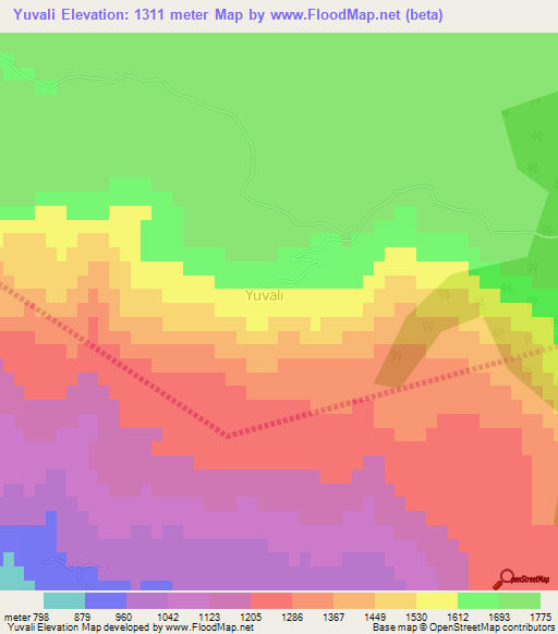 Yuvali,Turkey Elevation Map