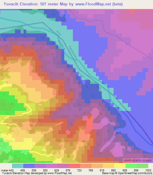 Yuvacik,Turkey Elevation Map