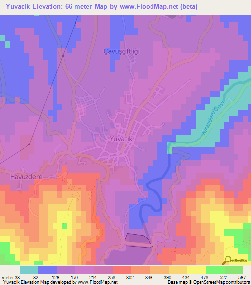 Yuvacik,Turkey Elevation Map