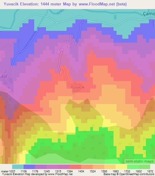 Yuvacik,Turkey Elevation Map