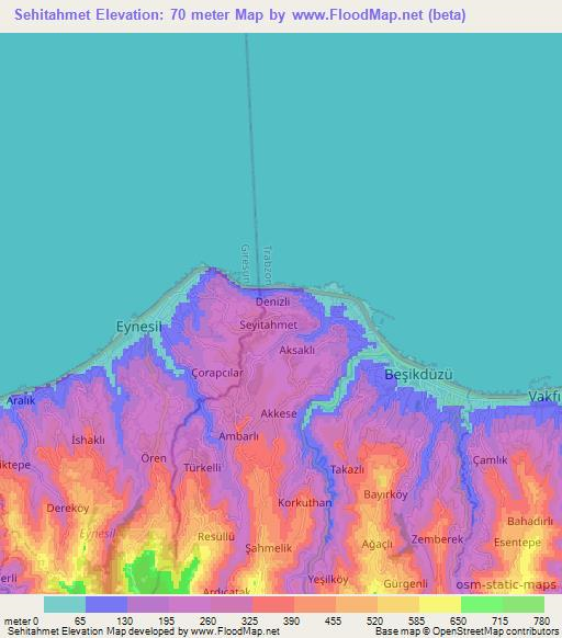 Sehitahmet,Turkey Elevation Map