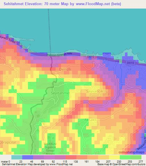 Sehitahmet,Turkey Elevation Map