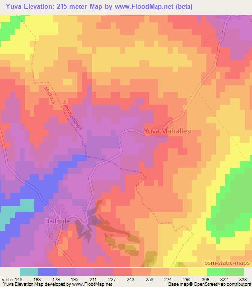 Yuva,Turkey Elevation Map