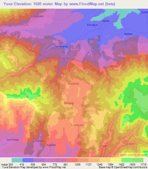 Yuva,Turkey Elevation Map