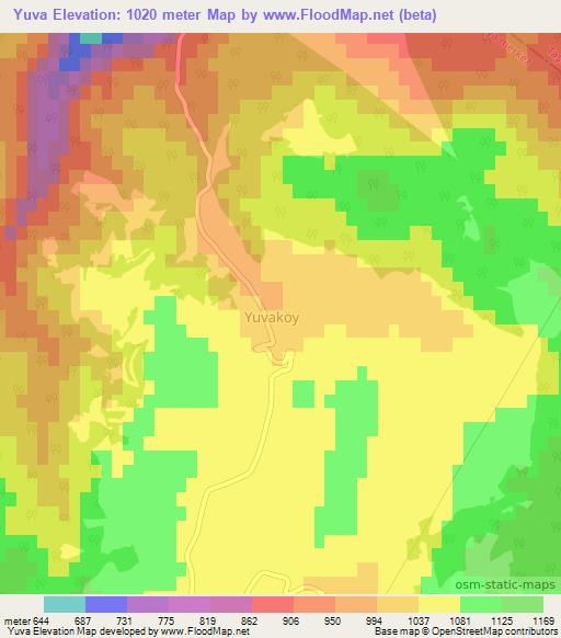 Yuva,Turkey Elevation Map