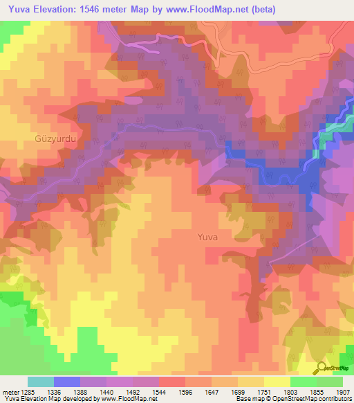 Yuva,Turkey Elevation Map