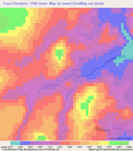 Yuva,Turkey Elevation Map