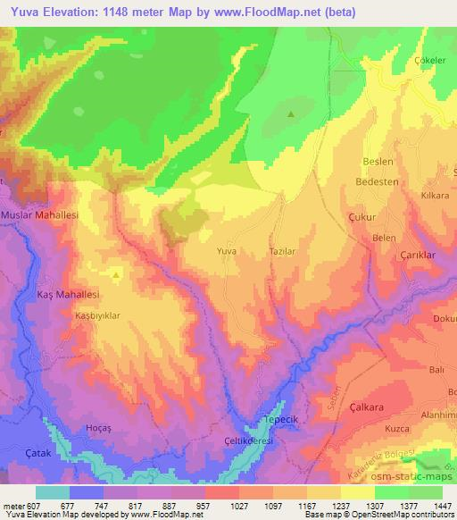 Yuva,Turkey Elevation Map