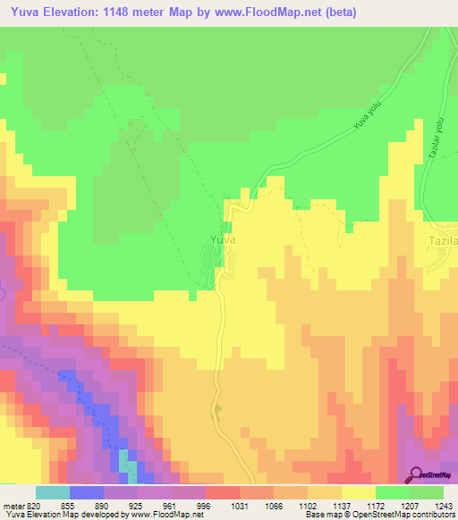 Yuva,Turkey Elevation Map