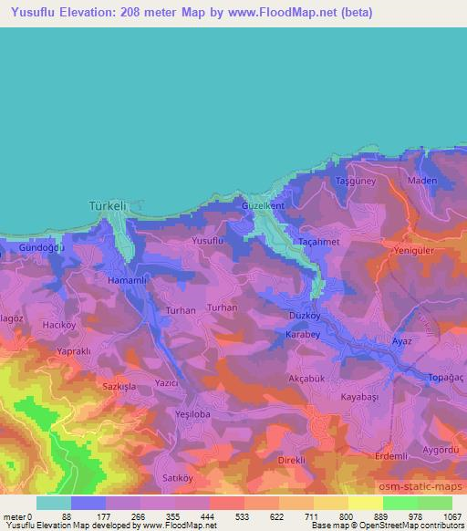 Yusuflu,Turkey Elevation Map