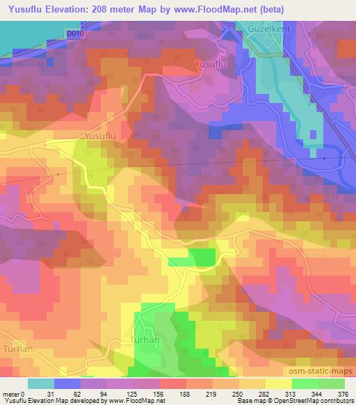 Yusuflu,Turkey Elevation Map