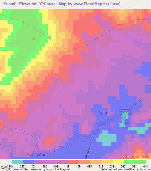 Yusuflu,Turkey Elevation Map