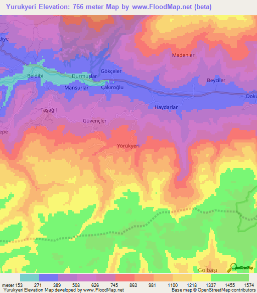 Yurukyeri,Turkey Elevation Map