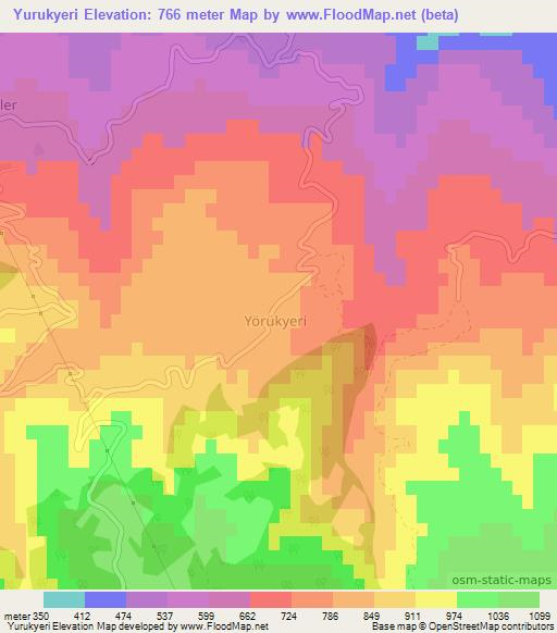 Yurukyeri,Turkey Elevation Map