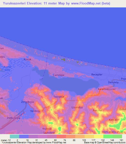 Yuruksazevleri,Turkey Elevation Map