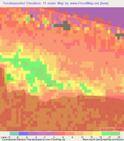 Yuruksazevleri,Turkey Elevation Map