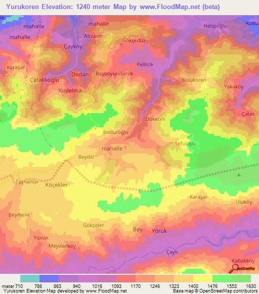 Yurukoren,Turkey Elevation Map