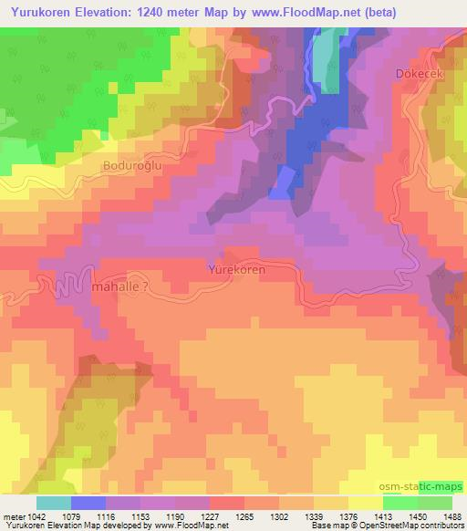 Yurukoren,Turkey Elevation Map