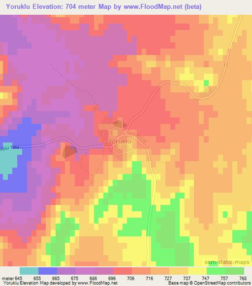 Yoruklu,Turkey Elevation Map