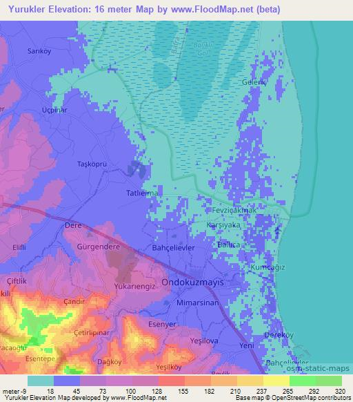 Yurukler,Turkey Elevation Map