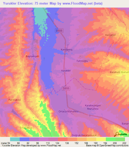 Yurukler,Turkey Elevation Map